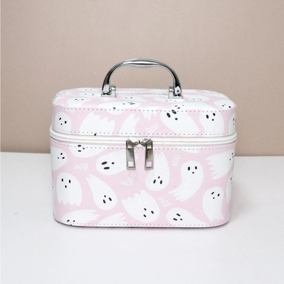SHEIN Halloween Pink Ghost Makeup Vanity Mirror Cosmetic Bag Case - Picture 6 of 12